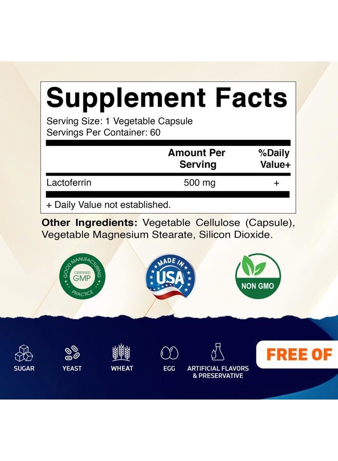 Vitamatic Lactoferrin 500mg – 60 Vegetable Capsules Promotes Healthy Immune Function - Image 2